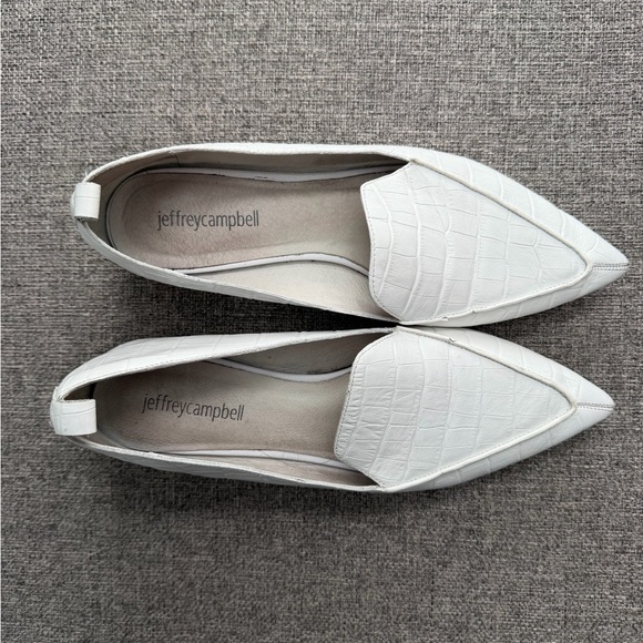 Jeffrey Campbell Viona Loafer White Croc with Wooden Heel - Picture 13 of 15